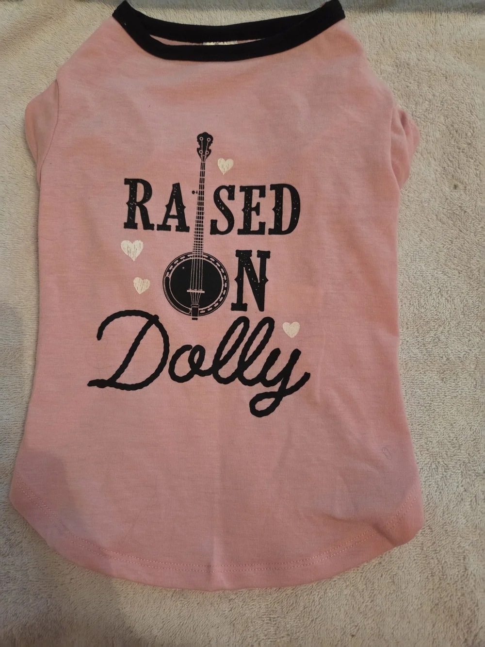 Raised on Dolly Pink Dog Tee Size Medium But Runs Small